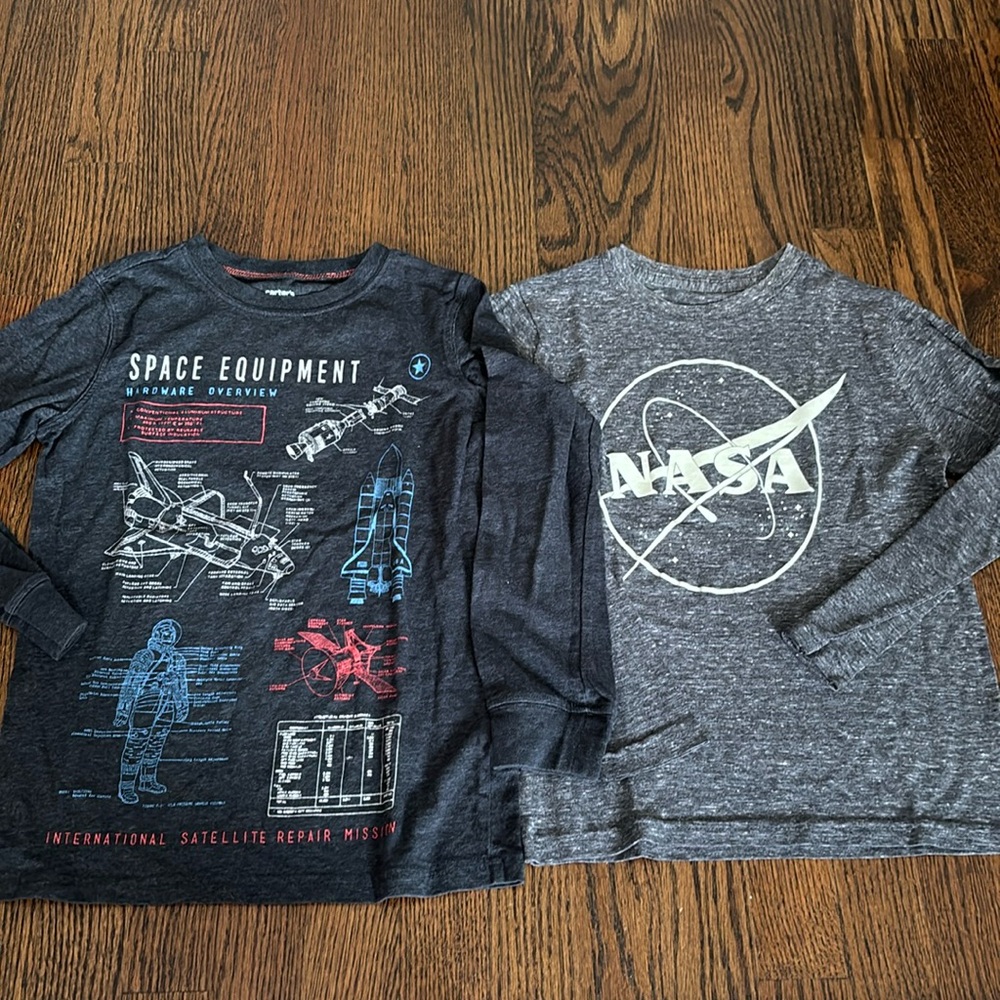 Boys space long sleeve shirts sizes S/8 - bundle of 2